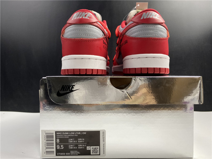 nike dunk low off-white university red - ct0856-600