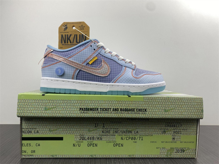 nike dunk low union passport pack argon dj9649-400
