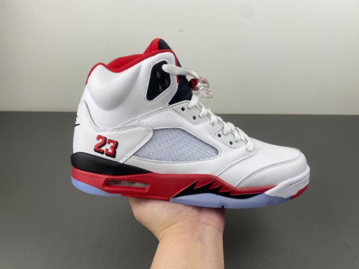 OFF WHITE AIR JORDAN 5 FIRE RED BLACK TONGUE - HQ7978-101