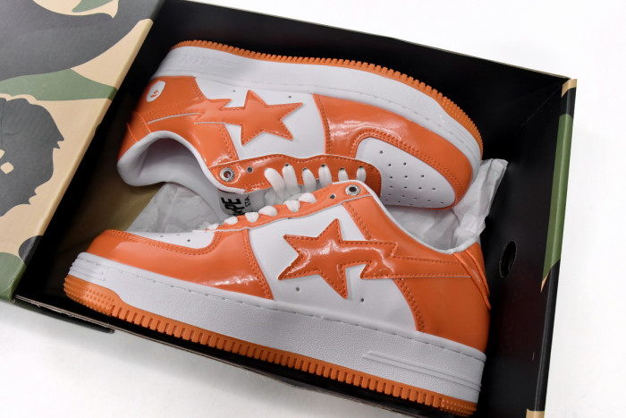 a bathing ape bape sta low white orange 1h70-191-001