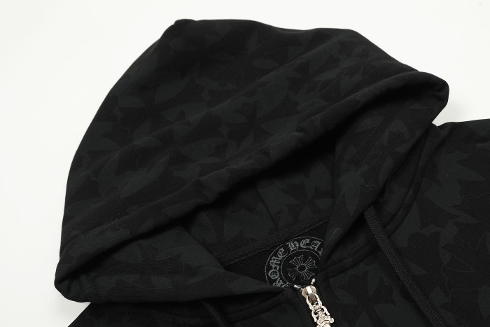 Chrome Hearts Horseshoe Floral Zip Up Hoodie KE818