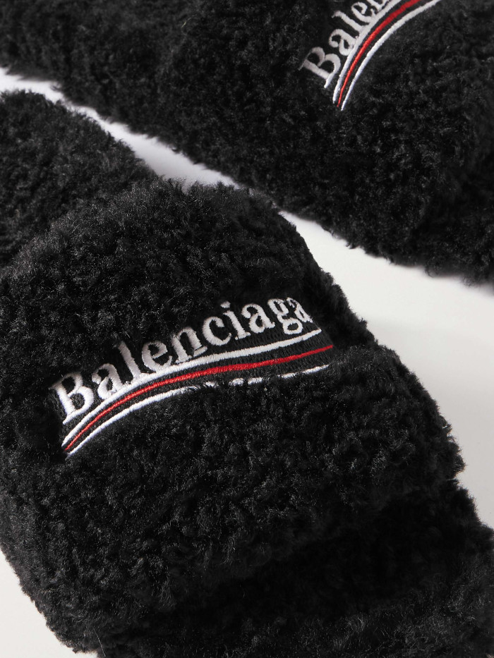 Balenciaga Faux Fur Logo Slides 20241011